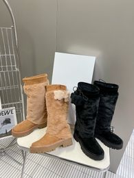 Botas australianas para mujer Botas clásicas para el cabello Cálidas botas media australiana de EE. UU. bailey inter Satén Piel completa Botas para la nieve con hebilla de duna peluda y esponjosa