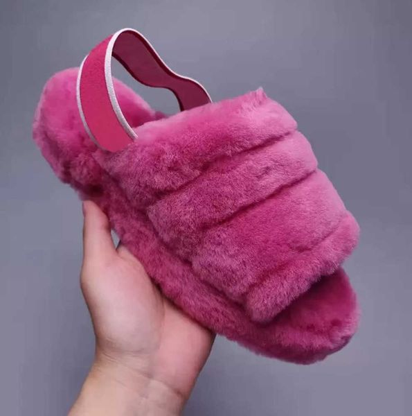 Australien Femmes Pantoufles Chaud En Peluche Noir Gris Café En Cuir Classique Fourrure Sandales Hiver Couleur Unie Maison Intérieur Appartements Chaussures 36-43 B7AC #