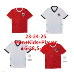 Autriche Euro 2024 Home Away Kits Men Tops Tee Shirts Uniforms 24 25 Euro Home Red Away White Football Shirt Men Kid Kit Kit Sports Outdoors