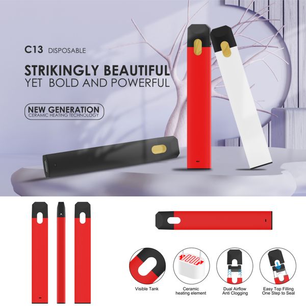 Authentique 1 gramme Disposable Vape stylo vide E cig 1ml Red Black Céramique Bobine de bobine