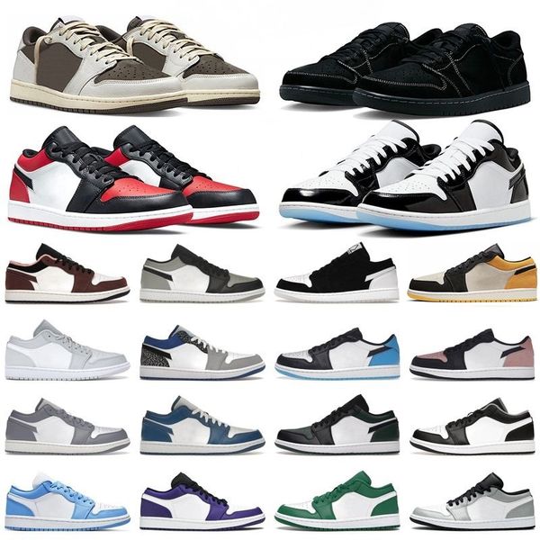 Auténtico 1 Low Neutral Olive Zapatos de golf Fragment Sail 1S TS Black Phantom Travis Reverse Mocha Cactus Jack Barroco Marrón Hombres Mujeres Zapatillas de deporte al aire libre