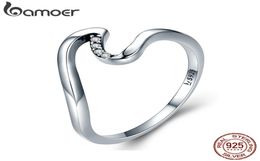 Authentique 100 925 Silver Silver Geometric Wave Dinger Rings for Women Wedding Engagement Bijoux Gift S925 SCR3787938214