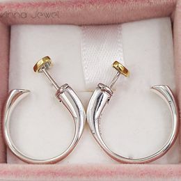 Auténticos aretes de aro Pandora de dos corazones de plata de ley 100% 925 con circonita transparente que se adapta a Europa 296576