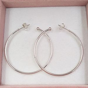 Auténtica plata de ley 100 % 925 Pandora ESSENCE HOOPS OF VERSATILITY - Pendientes de botón GRANDES con Clear Cz Se adapta a Europa 297694 Annajewel