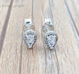 Authentique 100% 925 argent Sterling larme rayonnante clair CZ boucles d'oreilles avec Cz clair convient européen 2296252CZ4132559