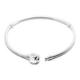 Authentique 100% 925 argent sterling serpent chaîne bracelet bracelets mode bijoux à bricoler soi-même 17-23 cm adapté aux perles de charme européennes en gros233t
