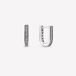 Authentiek 100% 925 Sterling Silver U-vormige hoepel oorbellen Mode bruiloft Sieraden Accessoires voor vrouwen cadeau 285K