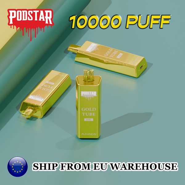 Authentique 10k Disposable Vape Pod 10000 Puff Podstar fabriqué en Chine Ship à partir de l'entrepôt de l'UE avec de bonne qualité et expédition rapide porte à porte