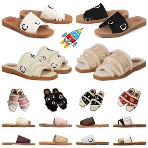 Gratis verzending Bontslipper Woody platte muilezelpantoffels voor dames Beroemde ontwerper Sandalen Slippers Harige Fuzzy Platform Sandels Winter House Coach Schoenen Foam Sliders Sandles