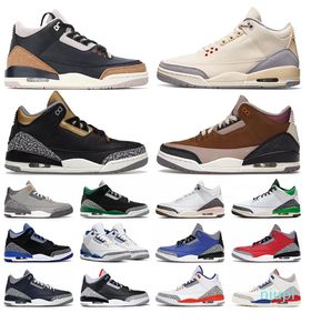 Auténtico 3 3s mid low Hombre Mujer Zapatillas de baloncesto Zapatillas deportivas Zapatillas de deporte Marrón Negro Cemento Oro Beige café Curry ligero