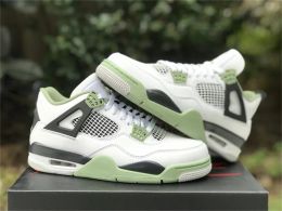 Auténtico 4 Top Wmns Oil Green Shoes 4s White Seafoam Ceniza oscura Men grises neutros Sports Outdoor con caja original AQ9129-103