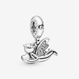 Authentique 925 perles d'argent Bracelets Love Angel Dangle Heart Charm Gland Bead Charms Convient aux bracelets de bijoux de style Pandora européen Murano