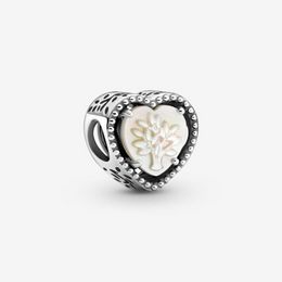 Authentische 925-Silber-Perlen-Armbänder, durchbrochenes Herz, Family TreeCharm, Slide-Perlen-Charms, passend für europäische Schmuckarmbänder im Pandora-Stil, Murano
