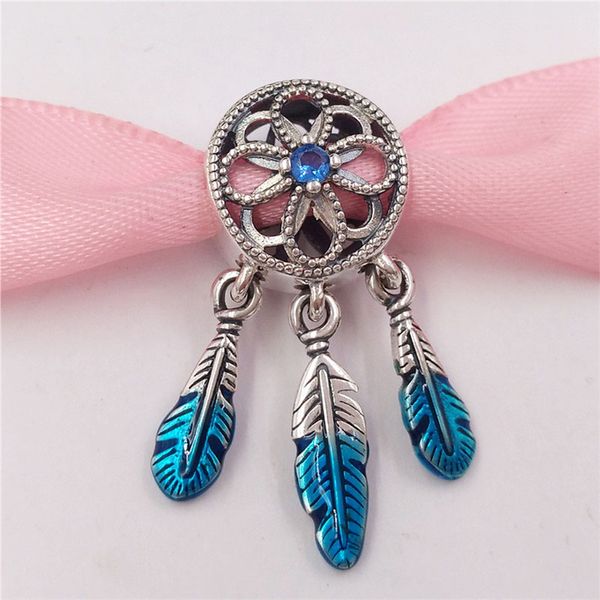 Andy Jewel Auténticos 925 Cuentas de plata esterlina Atrapasueños azul Charm Charms Se adapta al estilo europeo de Pandora Pulseras de joyería Collar 799341C01