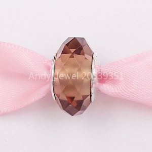 Andy Jewel 925 Sterling zilveren kralen glas blush roze pandora gefacetteerde charme past in Europese pandora stijl sieraden armbanden ketting 791729nbp