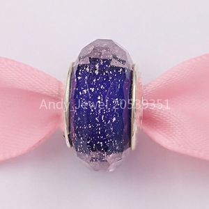 Andy Jewel 925 Cuentas de plata esterlina Cristal de brillo púrpura oscuro Se adapta al collar de pulseras de joyería de estilo Pandora europeo 791663