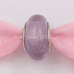 Auténticas cuentas de plata de ley 925 de cristal DSN Parks Rapunzel Lavender Murano Glass Charm Charms se adapta a pulseras de joyería de estilo Pandora europeo