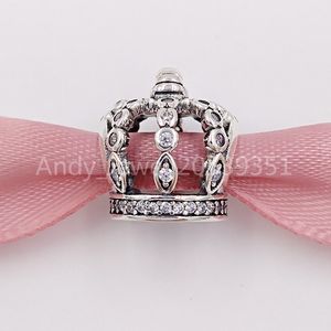 Andy Jewel 925 Cuentas de plata esterlina Cuento de hadas Corona Clear Cz Charms Se adapta al estilo europeo de Pandora Pulseras de joyería Collar 792058cz