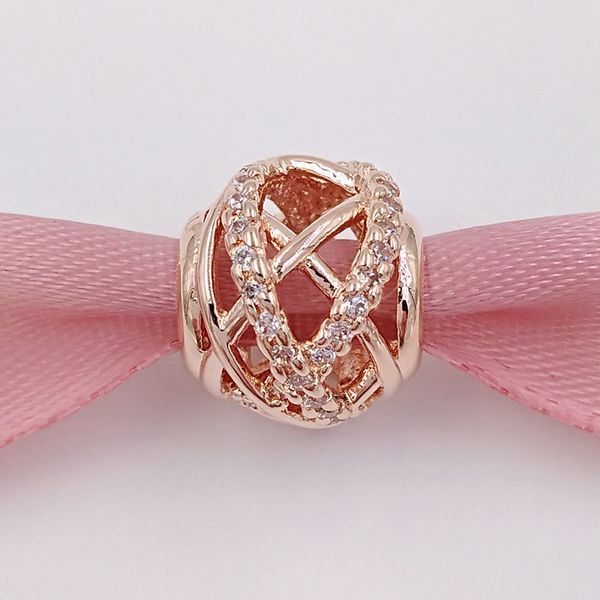 Galaxy Charm con Clear Cz Auténticos 925 Cuentas de plata esterlina Fit European Pandora Style Jewelry Pulsera Collar Andy Jewel 781388CZ Rose Gold Pla