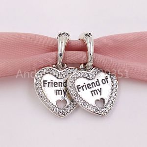 Andy Jewel Authentic 925 Sterling Silver Beads Hearts of Friendship Pendant Charm Charms past European Pandora Style Jewelry armbanden ketting 79214