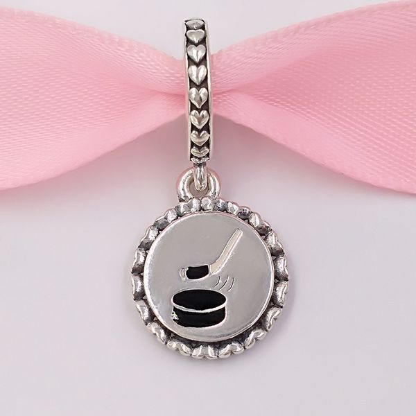 Andy Jewel 925 Cuentas de plata esterlina Hockey Dangle Charm Encantos de esmalte mixto Se adapta al collar de pulseras de joyería de estilo Pandora europeo ENG792