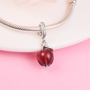 Auténticas cuentas de plata de ley 925 de cristal de Murano con forma de manzana roja, dijes colgantes que se adaptan a la joyería de estilo Pandora europea, pulseras, collar, regalo DIY para mujeres 799534C01