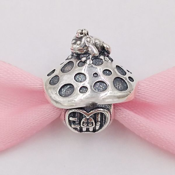 Andy Jewel cuentas de plata de ley 925 con forma de rana y seta, se adapta a pulseras de joyería de estilo Pandora europeo, collar 798558C00