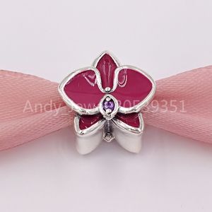 Andy Jewel Authentique 925 Perles en argent sterling Radiant Orchid émail violet Cz Charms Convient aux bijoux de style européen Pandora Bracelets Necklac