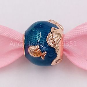 Andy Jewel Authentic 925 Sterling Silver Beads Pandora Rose Shimmering Ocean Waves Fish Moments Charm Charms past bij Europese pandora -stijl sieraden beha