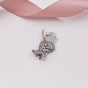 Authentiek 925 Sterling Silver Beads Pave Dinosaur Dange Charm Charms Past Mit European Pandora Style Jewelry armbanden ketting 798186cz