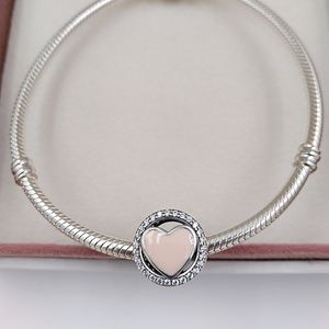 Andy Jewel Authentic 925 Sterling Silver kralen Roze prachtige liefde Charm Charms Past European Pandora Style Jewelry armbanden ketting 792034CZ