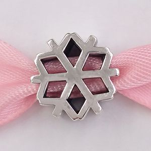 Auténticos 925 Granos de plata esterlina Encantos de copos de nieve pulidos Se adapta al collar de pulseras de joyería de estilo Pandora europeo 798469C00