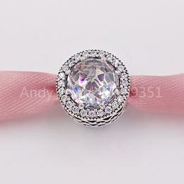 Andy Jewel 925 Sterling Silver Beads Cuori radianti Clear Cz Charms Adatto alla collana di bracciali gioielli stile Pandora europeo