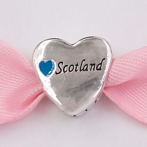 Andy Jewel 925 Sterling Silver Beads Scotland Love Heart Charm Charms Convient au style européen Pandora Bijoux Bracelets Collier 792015E006