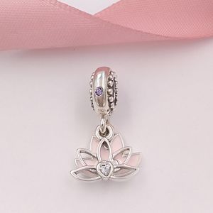 Andy Jewel 925 Sterling zilveren kralen Serene Lotus Flower Hangende charme Past bij Europese pandora -stijl sieraden armbanden ketting