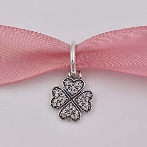 Authentieke 925 Sterling Silver Beads Sparkling Lucky Clover hanger Charm Charms past Europese pandora -stijl sieraden armbanden ketting 791