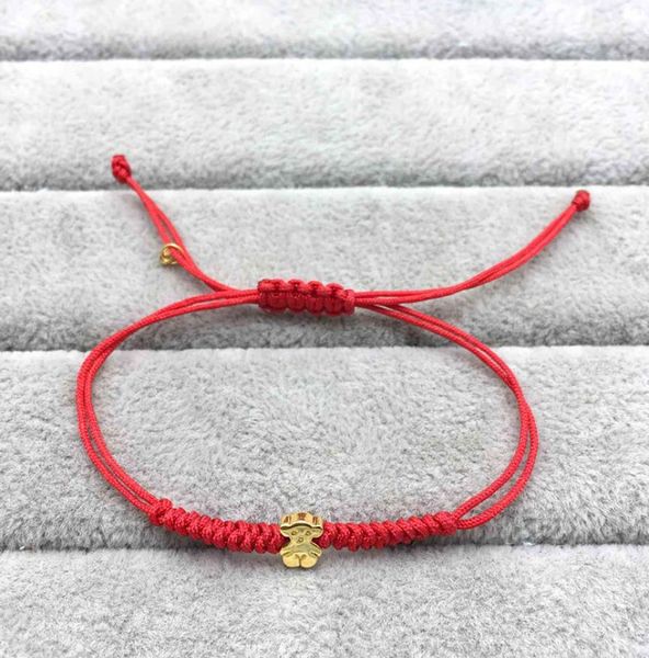 Auténticas pulseras de plata de ley 925 Cordón rojo y oro Sweet Dolls Xxs Bear Pulsera Se adapta al regalo de estilo de joyería de oso europeo 41482475116