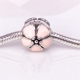 Fleur de cerisier en argent sterling 925 authentique, clips en émail rose pour bracelet Pandora bricolage 791041EN40