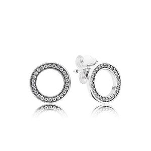 Authentique 925 Sterling Silver Circles Boucle d'oreille avec boîte d'origine Fit Eternal Pandora Bijoux Stud Boucles d'oreilles Femmes Cadeau de mariage Boucles d'oreilles