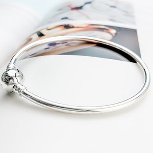 Authentiek 925 Sterling Silver Clasp Bangle -armband met originele doos voor Pandora Charms armbanden Wedding Party Sieraden voor vrouwen Girls Factory Groothandel