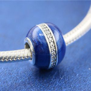 Solid 925 Sterling Zilver Midnight Blue Orbit Bead Fits European DIY Pandora Style Sieraden Charm Beads Armbanden