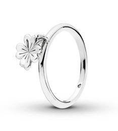 Authentieke 925 sterling zilveren hangende klavertje vier ring met logo en originele geschenkdoos Luxe designer sieraden damesringen9134951