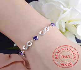 Authentiek 925 Sterling Silver Endless Love Infinity Chain Link Verstelbare vrouwen Bracelet Luxe zilveren sieraden SCB0376848776