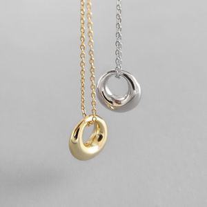 Colliers avec pendentif en forme de cercle géométrique en argent Sterling 925 authentique pour femmes, nouveaux bijoux simples en argent Sterling 925, cadeaux pour mères