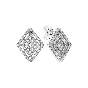 Authentiek 925 Sterling Silver Geometric Line Stud Earring met originele doos voor Pandora CZ Diamond Wedding Party Sieraden voor vrouw Girls Gift oorbellen