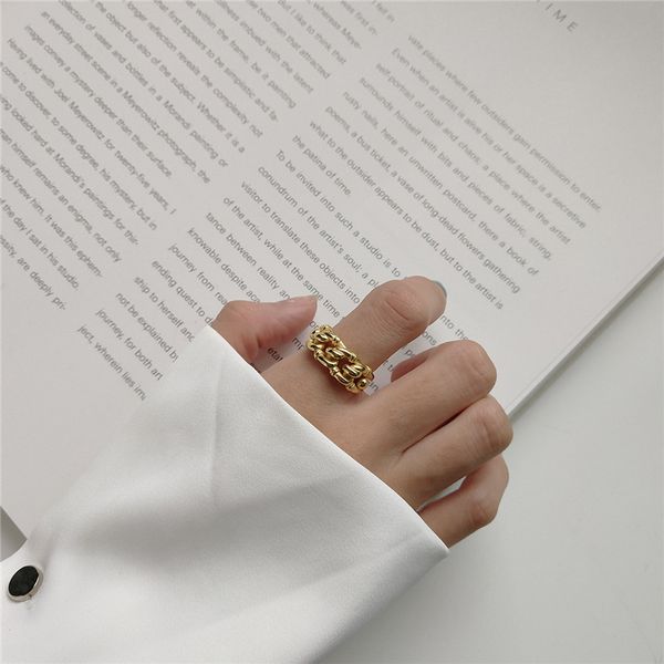 Anillo ajustable multitorcido de estilo Industrial para mujer, de Plata de Ley 925 auténtica, Color dorado, joyería fina para fiesta de cumpleaños