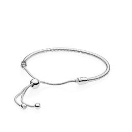 Auténticas pulseras de cuerda de mano de plata esterlina 925 para Pandora Pulsera de joyería de regalo de boda de tamaño ajustable para mujer con caja original