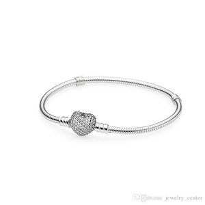 Authentiek 925 sterling zilver hart charms armband fit pandora Europese kralen sieraden armband echte zilveren armband voor vrouwen