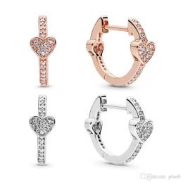 Auténtica plata de ley 925 Pendiente del perno prisionero del corazón Caja original para Pandora Pendientes de aro de corazones atractivos Joyas de diseñador de lujo para mujer earrin