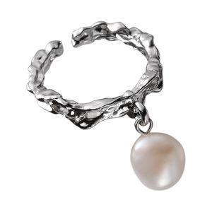 Authentiek 925 Sterling zilveren onregelmatige open maat ring voor vrouwen Natuurlijke zoetwater parel Pearl Tassel Rings Wedding Party Gifts